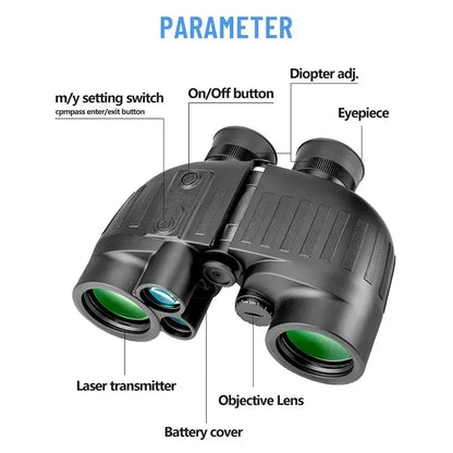 1500m Marine Binoculars for Adults – 8x40 with Rangefinder, Compass, IP65 Waterproof, UHD Field of View 8°