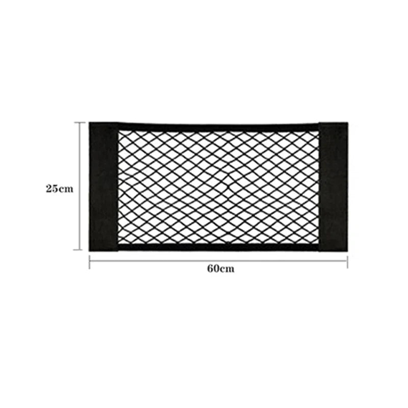 Car Seat Back Organizer - Universal Trunk Net Mesh Pocket with Elastic Storage & Magic Sticker