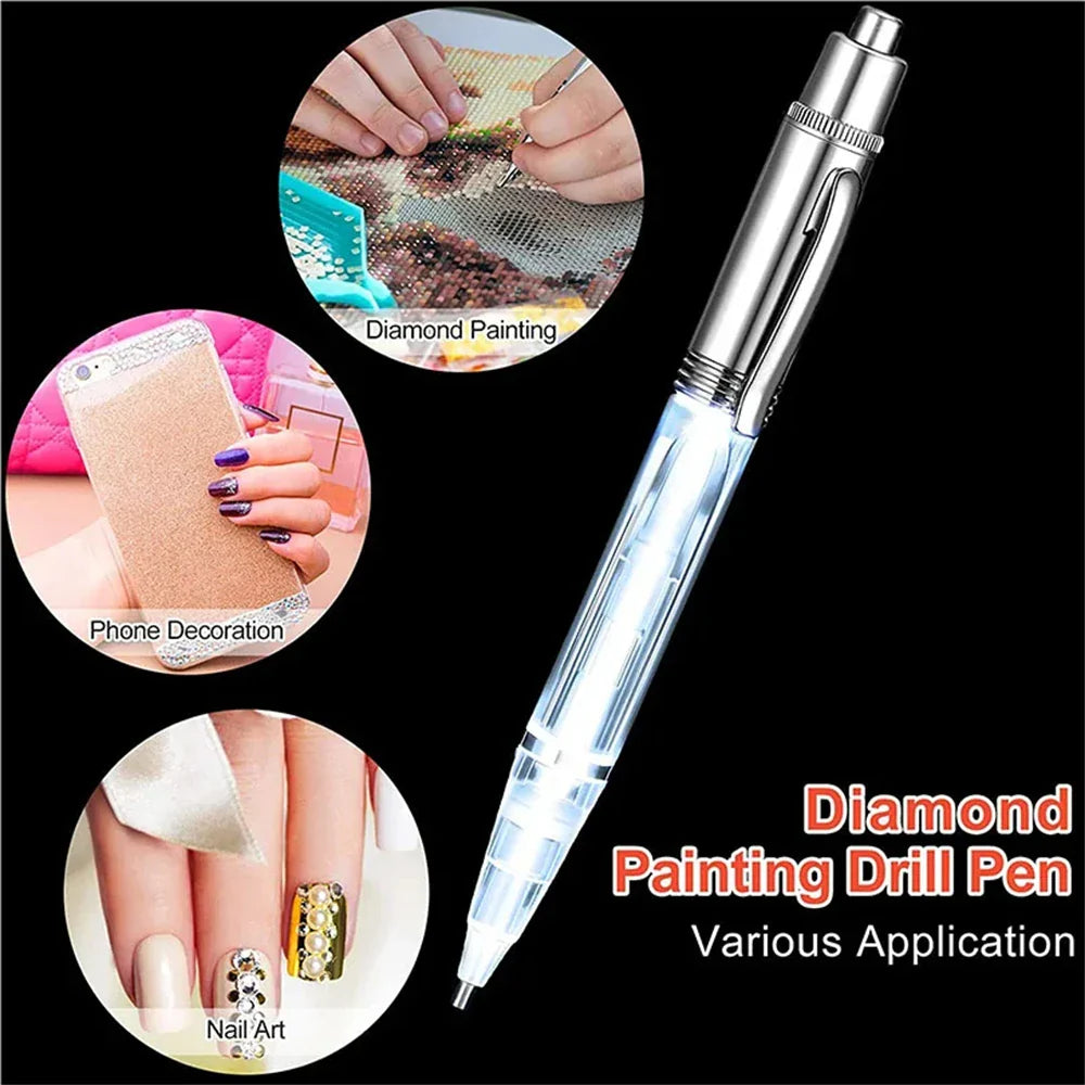 LED DIY Diamond Painting Pen with Light – Illuminated Drill Art Pen Applicator, Bead Lighting Tool & Accessories