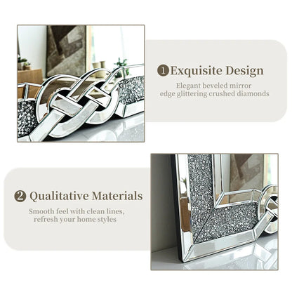LUVODI Large Full-Body Wall Mirror — Artistic Silver Diamond Crush Bathroom Vanity Mirror