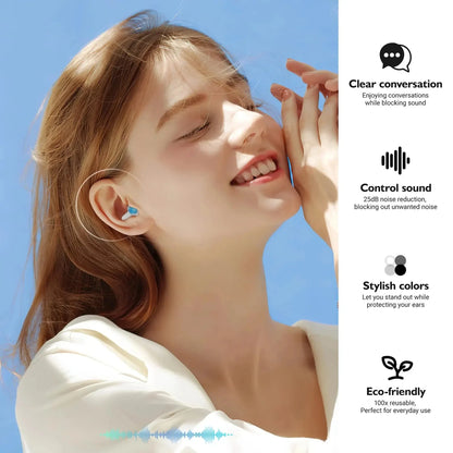 HUAK High Fidelity Silicone Ear Plugs - Reusable Noise Reduction for Sleep, Study, Work, Music, Motorcycle & Swimming