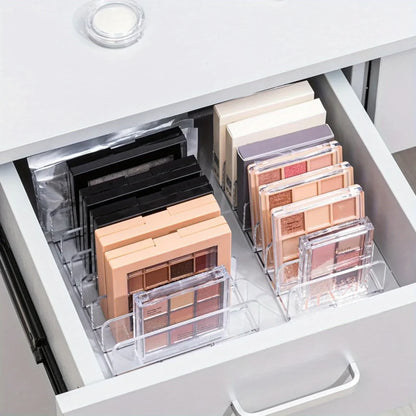 7-Slot Transparent Plastic Cosmetic Organizer – Multi-Functional Makeup Holder for Home, Office, and Bathroom