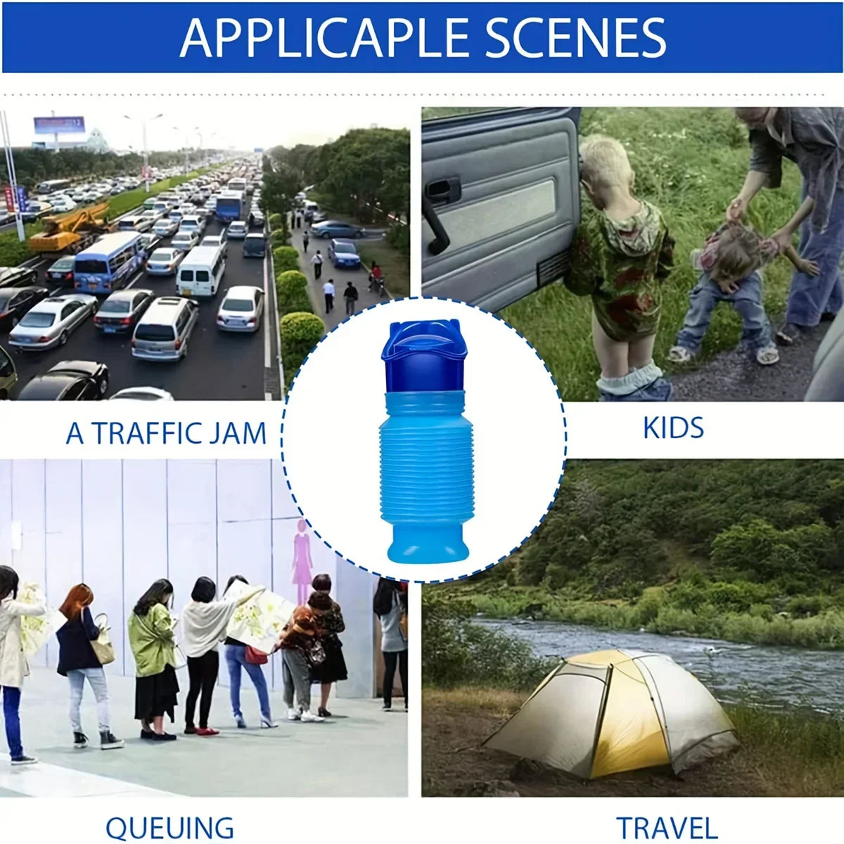 Ansblue 750ML Portable Mini Toilet Urine Bag - Foldable and Compact for Travel, Camping, and Hiking, Suitable for Women, Men, and Children