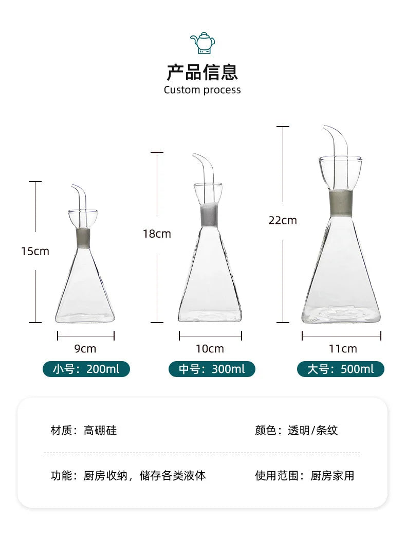 High Borosilicate Glass Oil & Vinegar Pot – Leak-Proof Kitchen Seasoning Bottle