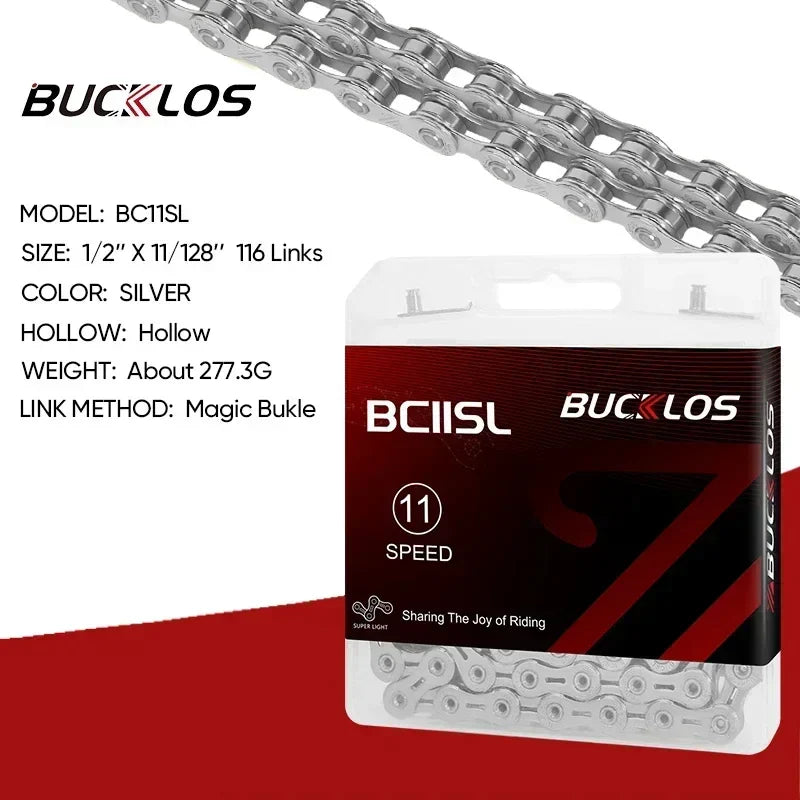 BUCKLOS MTB Bike Chain – 12 & 11 Speed Mountain & Road Bicycle Chain, Compatible with 8-12 Speed Cycling Parts