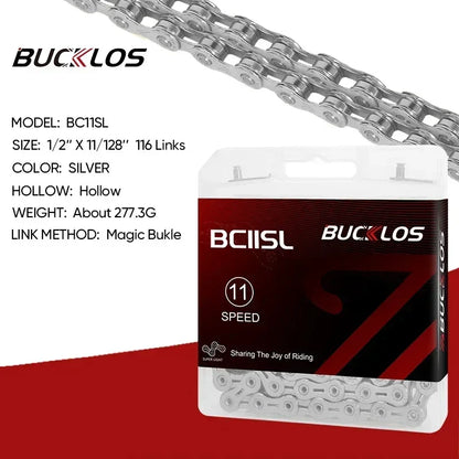 BUCKLOS MTB Bike Chain – 12 & 11 Speed Mountain & Road Bicycle Chain, Compatible with 8-12 Speed Cycling Parts