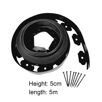 5M/10M Garden Lawn Edge Border Fence – Flexible Landscape Edging with 15 Spikes for Outdoor Garden Path & Lawn Decoration