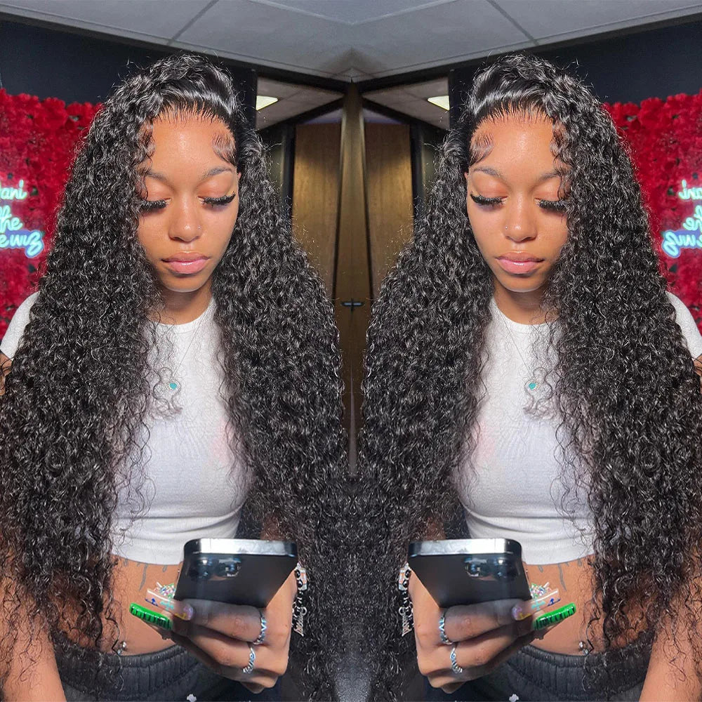 250% Density Deep Curly 13x6 HD Lace Frontal Wig – Glueless Deep Wave Human Hair Lace Front Wig, Ready to Wear