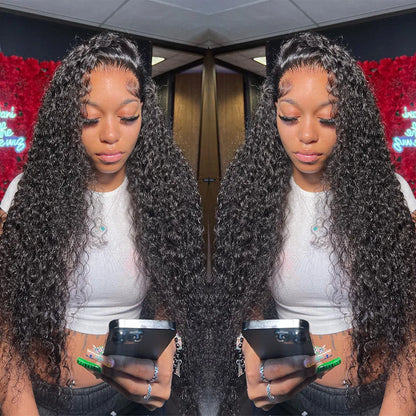 250% Density Deep Curly 13x6 HD Lace Frontal Wig – Glueless Deep Wave Human Hair Lace Front Wig, Ready to Wear