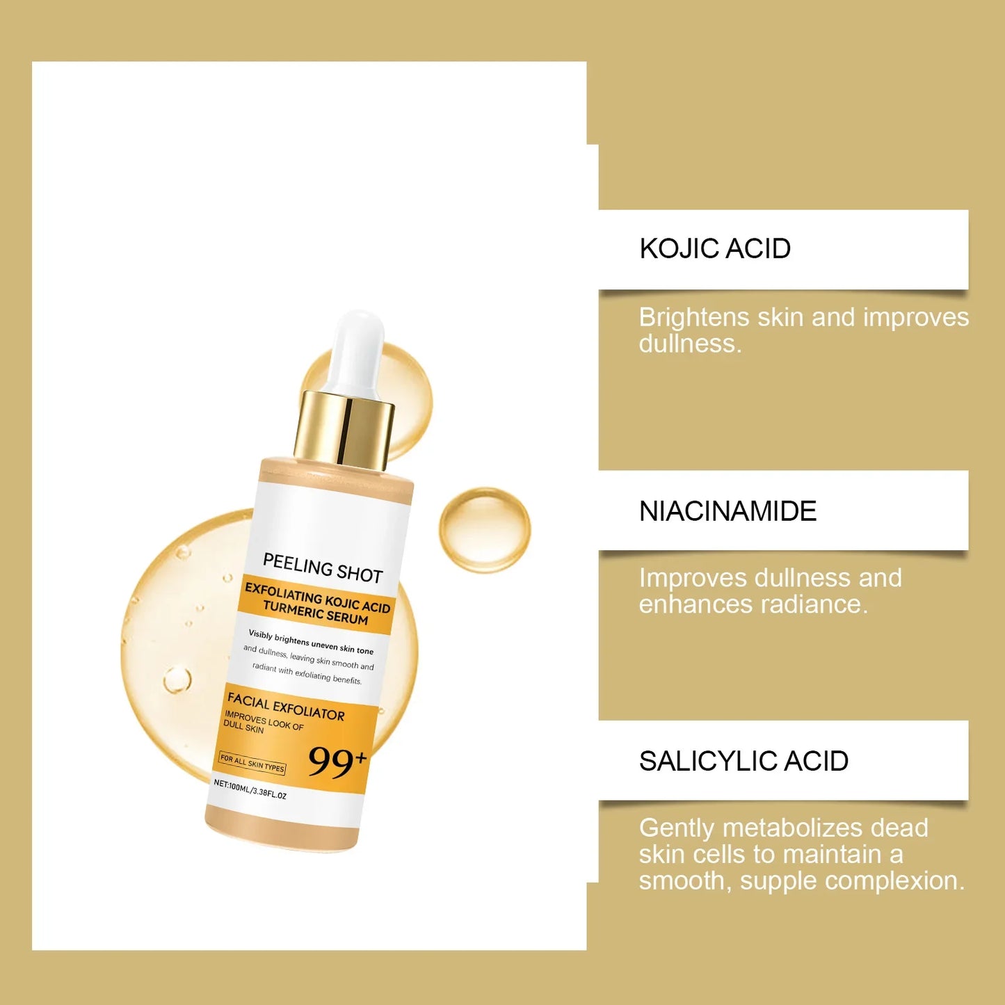Kojic Acid Turmeric Spray & Serum - Exfoliating Hydrating Skin Care Treatment for Smooth, Nourished Skin