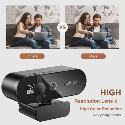 4K & 1080P Mini Webcam | 2K Full HD USB Camera with Microphone, Auto Focus for PC & Laptop
