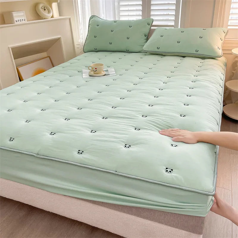 Thick Embroidered Mattress Cover 90x200 – Elastic Fitted Sheet Queen Size Bed Cover (Pillowcase Sold Separately)