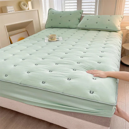 Thick Embroidered Mattress Cover 90x200 – Elastic Fitted Sheet Queen Size Bed Cover (Pillowcase Sold Separately)