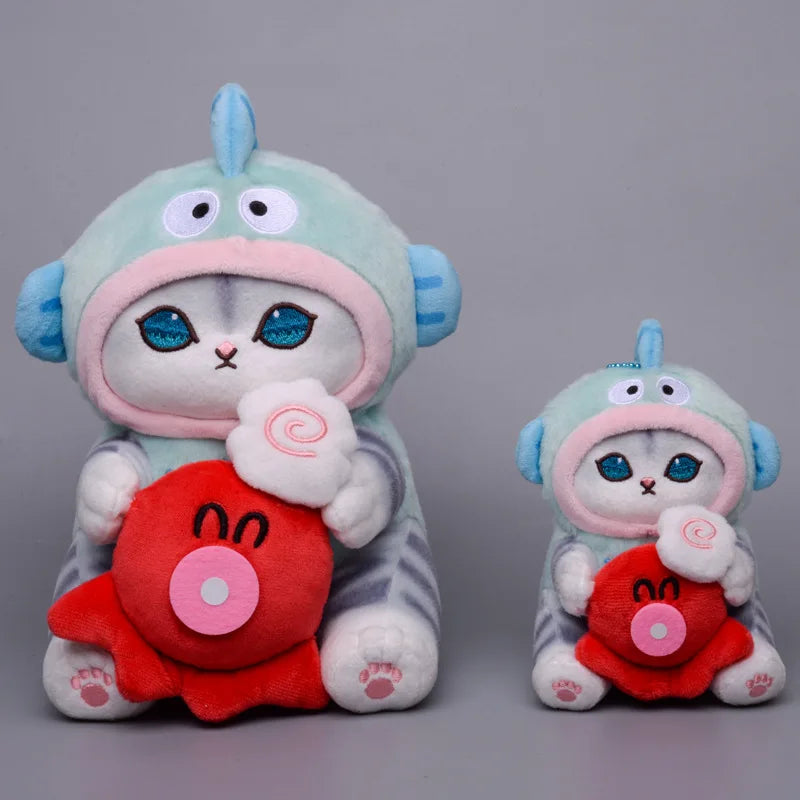 12/20cm Kawaii Shark Cat Plush Toy — Sanrio Co-Branded Ugly Fish Kuromi, Melody & Cinnamoroll Keychain Gift for Kids