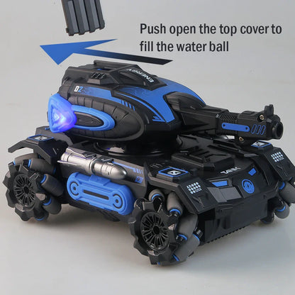 RC 2.4G Spray Car – Four-Wheel Stunt Water Polo Tank Toy for Boys, Remote Control Vehicle (Watch Sold Separately)