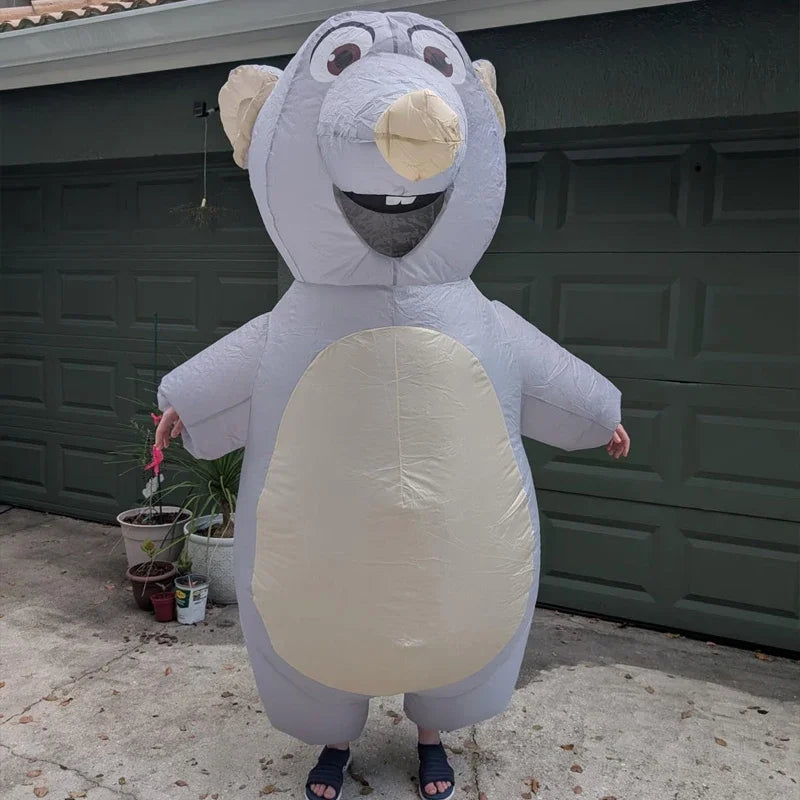 Adult Big Gray Rat Inflatable Costume – Mouse Cosplay Suit for Halloween & Party, Novel Animal Inflatable Prop