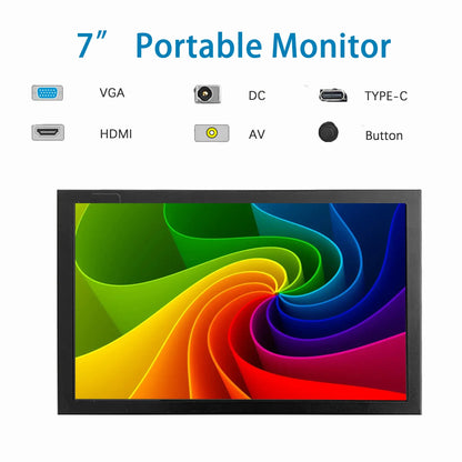 7 Inch Mini TFT Monitor – 1024x600 High-Resolution LCD Screen with HD/VGA/AV Input for Laptop & Home Security Camera