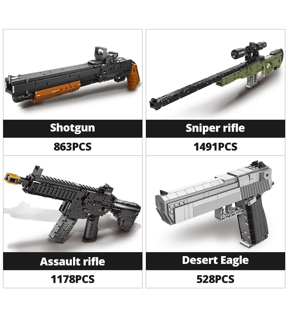 ZKZC WW2 Military Weapon Building Block Set – Shotgun, Sniper & Assault Rifle Toy for Kids Gifts