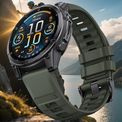 Quick Fit 22mm Silicone Watch Strap for Garmin — Compatible with Fenix 8/E/Epix Pro 47mm, Fenix 7, Fenix 6 Solar, Forerunner 955/945/965