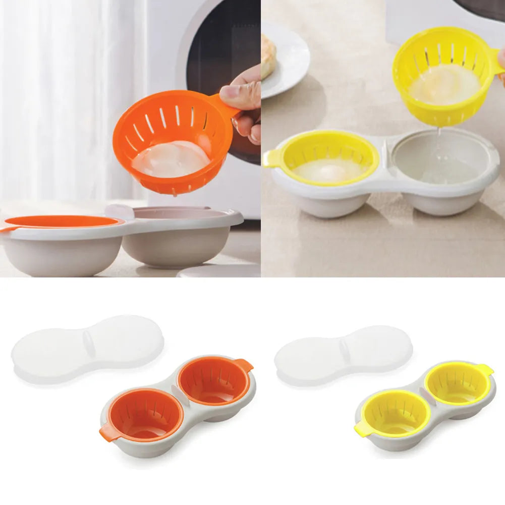 Innovative Double Cup Egg Boiler - Microwave Eggs Poacher & Stock Layer Egg Cooker
