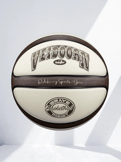 Veidoorn Official Size 7 Basketball — Brown Beige PU, 4-Layer Durable Outdoor Game Ball, Professional Quality