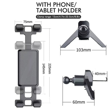 Universal Car Tablet Holder - 360° Rotating Adjustable Air Vent Mount for iPhone, iPad, Samsung & Xiaomi Devices