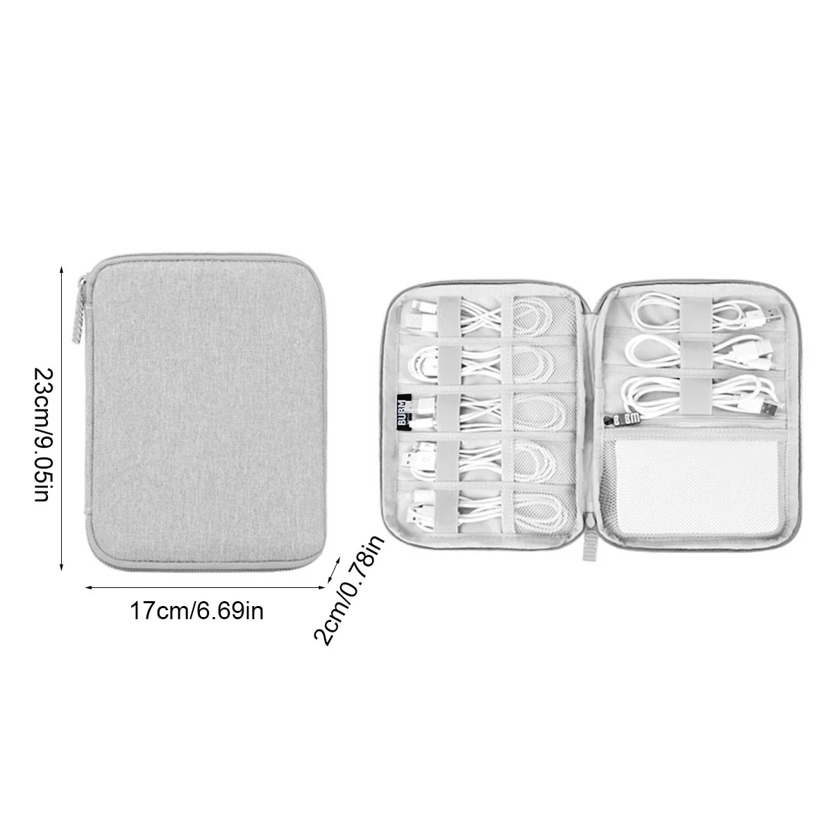 Portable Travel Data Cable Storage Bag – Double Layer Power Bank, U-Disk & Earphone Organizer