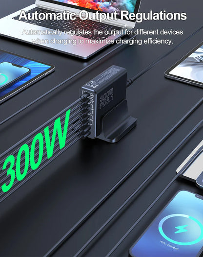 Ubigbuy 300W Multi-Port GaN Charger - USB-C 140W PD 3.1 & PPS 100W Charging Station for MacBook Pro M2, iPhone 15/14, Galaxy