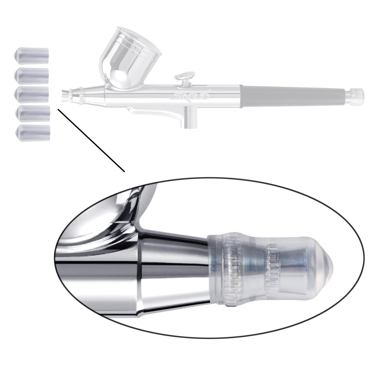 Airbrush Cleaning Kit : Clean Pot Jar with Holder, Brushes/Needles, Double–Ended Brush, & Protection Covers