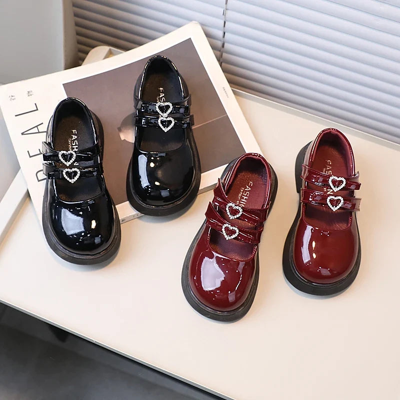 26-36 Girls Mary Jane Shoes - Elegant Leather Chunky Hook-and-Loop Kids Shoes