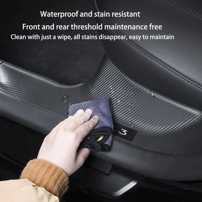 2/4/8PCS Tesla Model 3/Y Highland Door Sill Protector — ABS Anti-Kick Waterproof Threshold Strip for Front & Rear