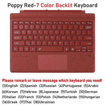 Backlit Bluetooth Keyboard with Trackpad – Wireless Teclado for Microsoft Surface Pro 3–11/X