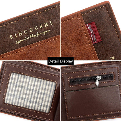Personalized Men’s Short Wallet – High-Quality Classic Card Holder with Zipper Coin Pocket & Money Clip