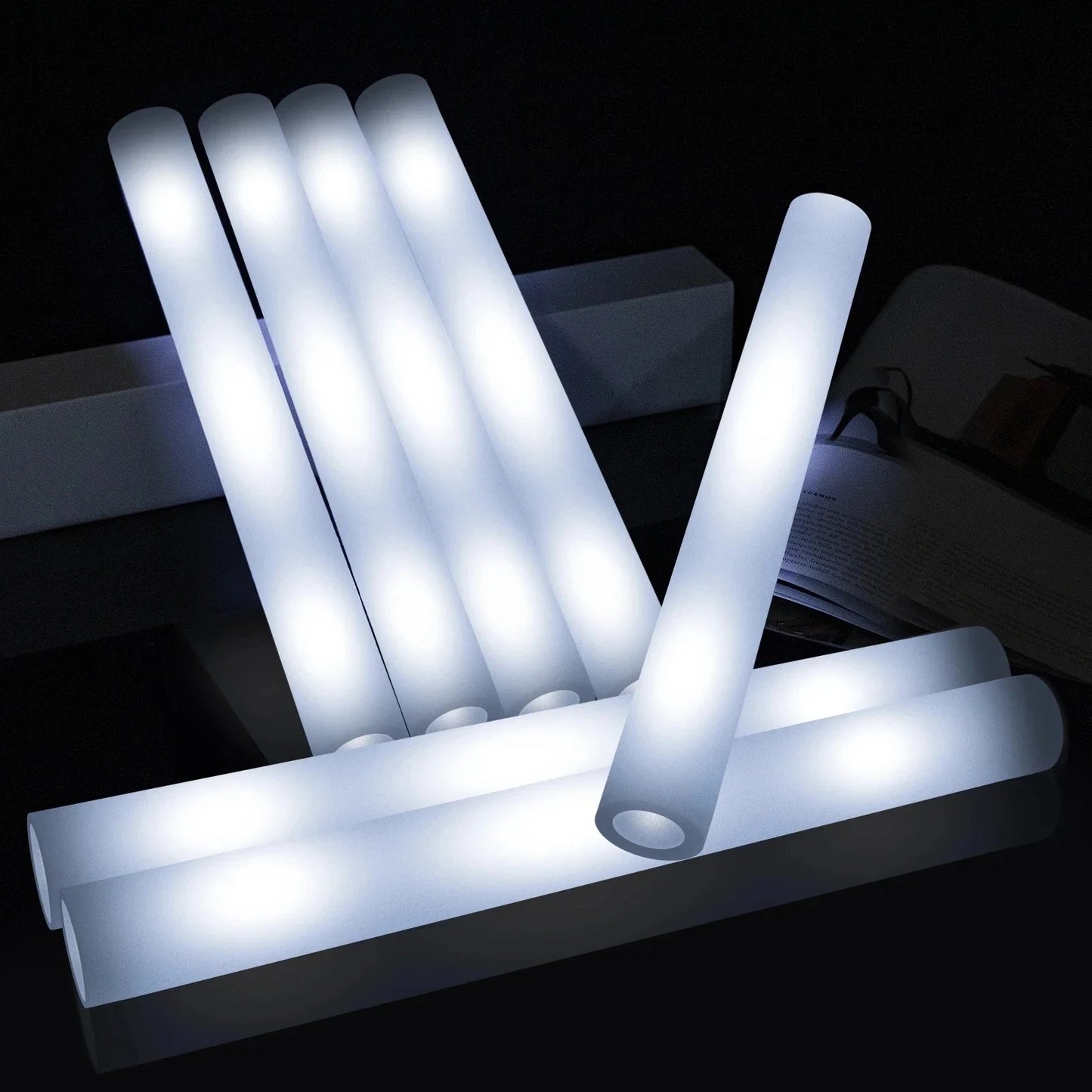 10/20PCS White LED Foam Sticks – 48cm Light-Up Glow Batons with 3 Flashing Modes for Party & Glow-in-the-Dark Events