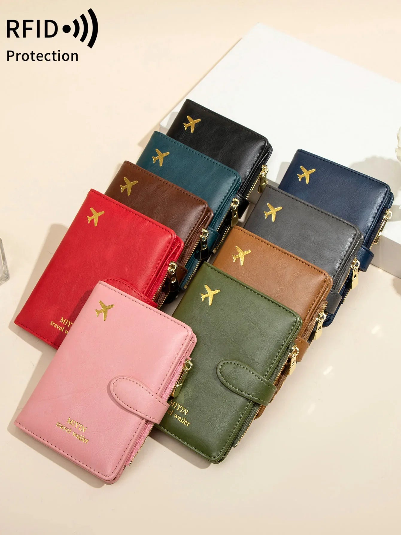 Multi-Functional RFID Anti-Theft Passport Bag – PU Leather Wallet with Multi Card Slots & Large Capacity