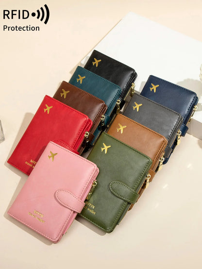 Multi-Functional RFID Anti-Theft Passport Bag – PU Leather Wallet with Multi Card Slots & Large Capacity