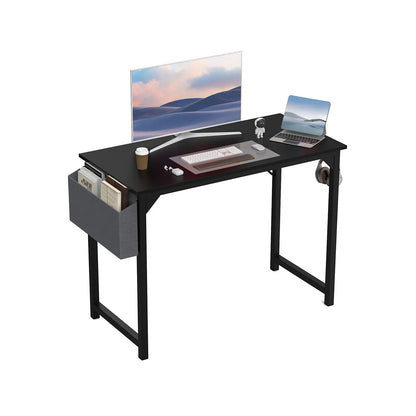 Computer Desk – Modern Compact Writing & Gaming Table with Side Bag, Headphone Hook, Easy Assembly