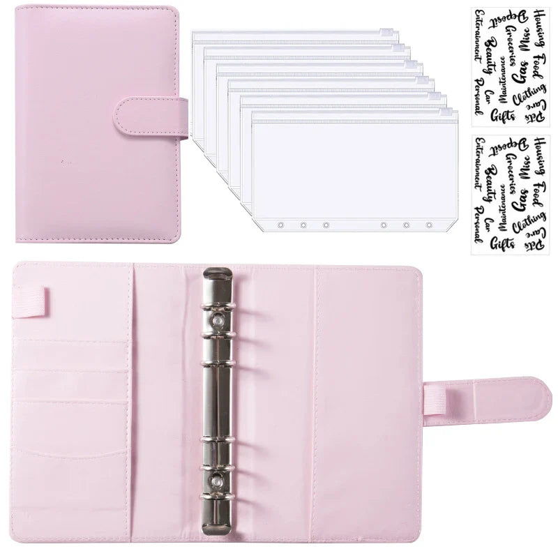 2024 A6 PU Leather Budget Binder Set – Cash Envelopes System with Binder Pockets for Money, Budget Saving & Bill Organizer