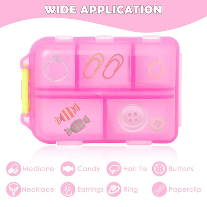 10-Grid Pill Organizer Box with 175 Labels – Mini Medicine Storage for Travel & Daily Use