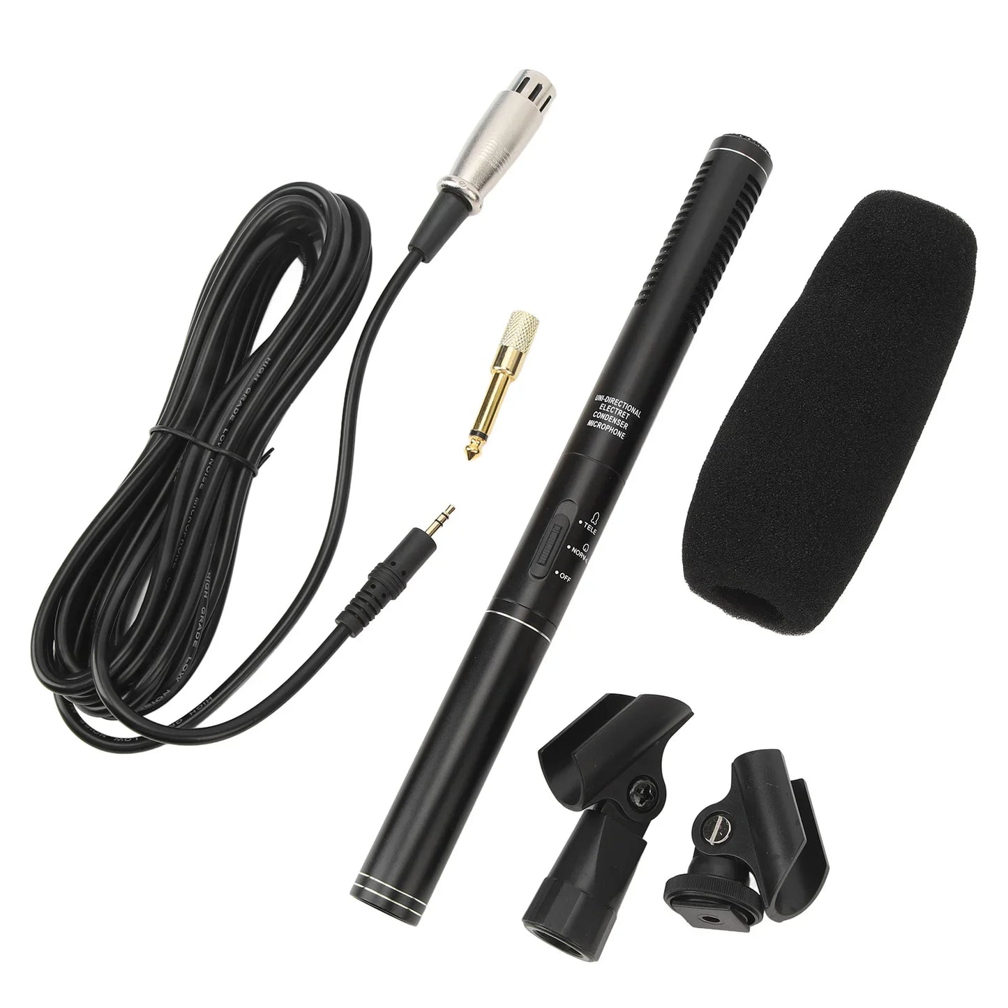 Professional XLR Shotgun Condenser Microphone - Cardioid Mini Interview Mic for TV News, Video Recording & Broadcasting