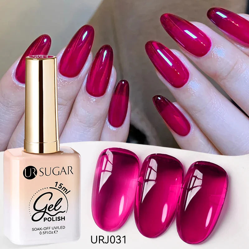 UR SUGAR 15ml Jelly Milky White Gel Polish – Translucent UV Soak Off Nail Art Varnish Semi-Permanent Fashion Nail Color