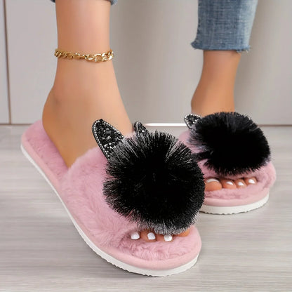 Women’s Rabbit-Shaped Plush Slippers – Comfortable Anti-Slip Home Shoes for Spring & Autumn