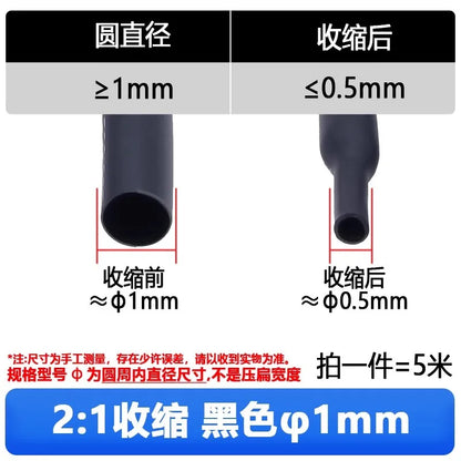 1M Transparent Heat Shrink Tube – 2:1 Shrinkable Sleeving Wrap for DIY Wire (6-25mm)
