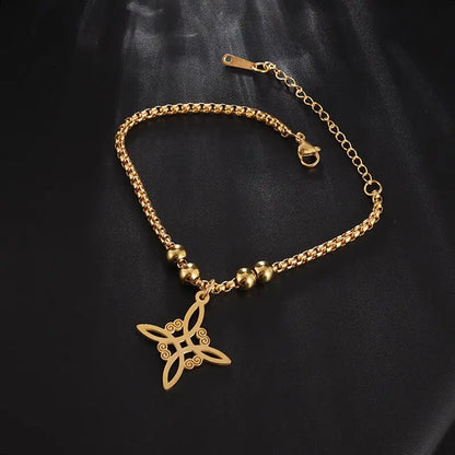 Witch Knot Necklace – Stainless Steel Magic Celtic Knot Pendant, Pagan Witchcraft Symbols, Jewelry Gift for Women