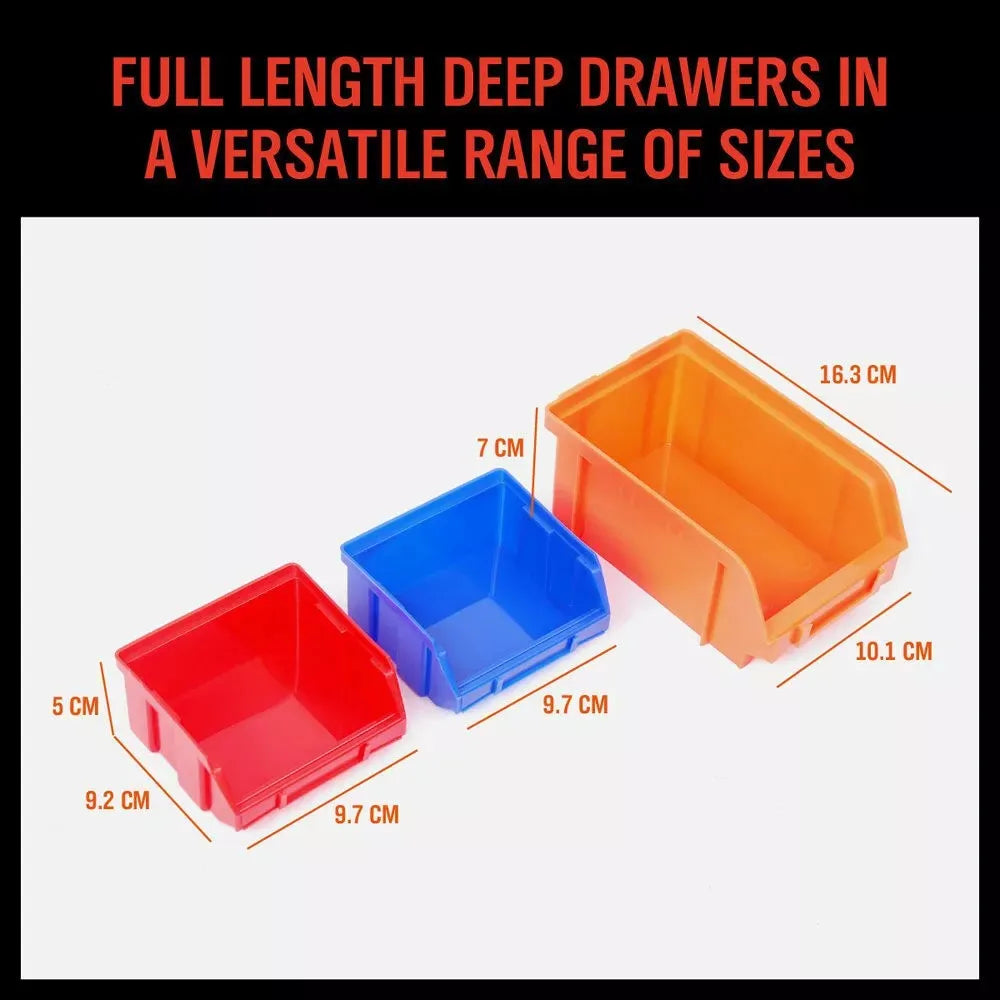 HORUSDY 30PC Wall-Mounted Parts Storage Bins – Tool Organizer Tray Rack for Workshop