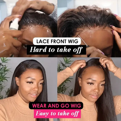 Kinky Straight Human Hair Wig – 13x4 Lace Front, Pre-Plucked Yaki Straight Brazilian Wig