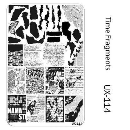 UX Serial 2 Stainless Steel Stamping Plate Template – Vintage Abstract Fabric Texture Pattern for Nail Art, Floral Lace, Xmas & Halloween Designs (UX52)