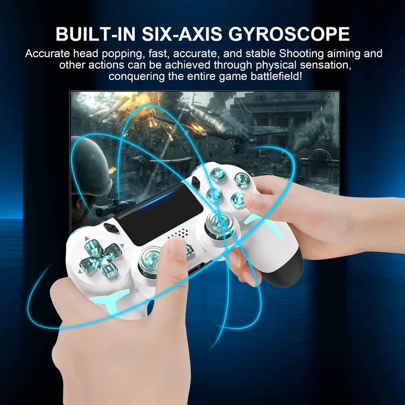 LED Bluetooth Wireless Gamepad – 6-Axis Gyroscope Dual Vibration RGB Controller for PS4, PS3 & PC