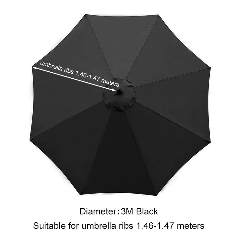 Umbrella Replacement Canopy 6/8 Ribs – Waterproof Patio Parasol Cover for 7.5/9/10ft Outdoor Beach & Garden (No Stand)