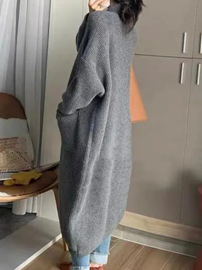 Women's High Neck Knitted Cardigan – Single Breasted Long Sleeve Mid-Length Sweater Jacket for Spring & Autumn